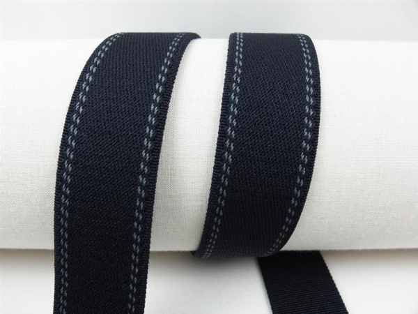 Webbing straps elastic model 70s, 30 mm navy blue 25% elastane