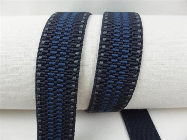 Webbing straps elastic model 70s, 30 mm graphite blue 25% elastane