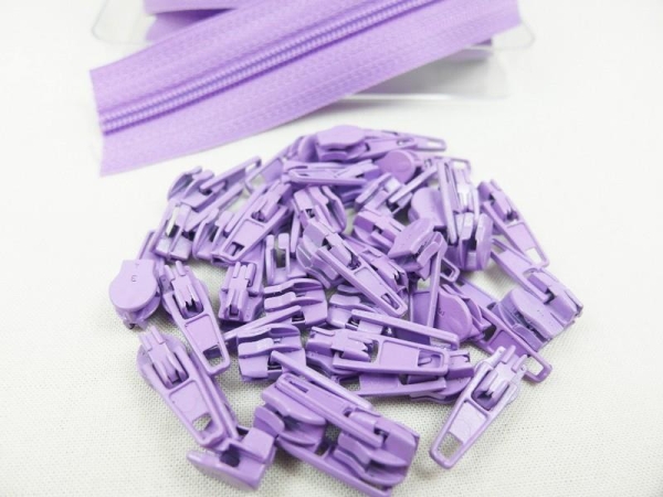 Zipper 3 mm spiral model-short light purple