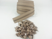 Zipper 3 mm spiral model-short beige-brown