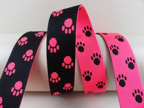 Paw webbing double-sided 20 mm black-neon pink