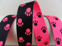 Paw webbing double-sided 20 mm black-neon pink