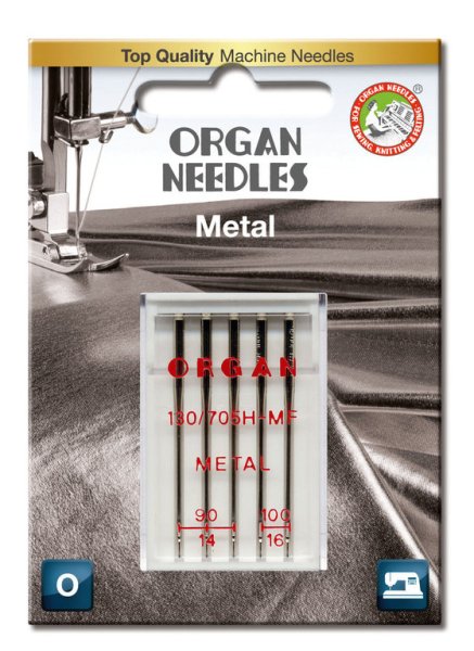 ORGAN - 5 Metall Nadeln Stärke 90-100 (Combi)/Flachkolben