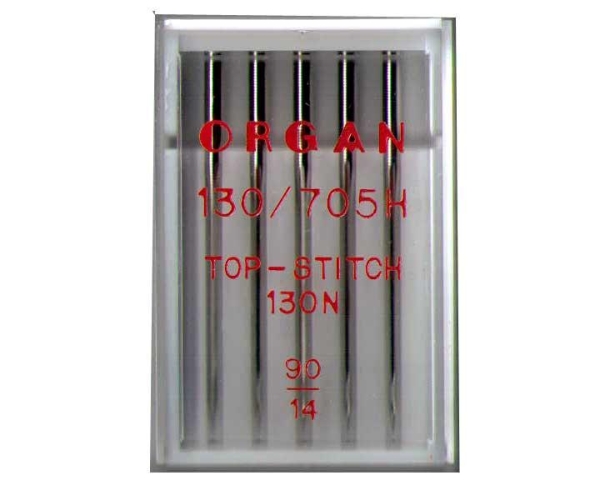 ORGAN - 5 top stitch needles size 90/flat piston