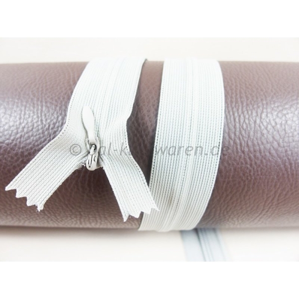 Seam-covered zippers - 60 cm - light gray