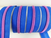 Endless zippers model "Brilliant" No. 7 / with pink spiral / royal blue-pink