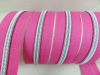 Endless zippers model "Brilliant" No. 7 / with silver spiral / strong pink-silver