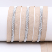 Endless zippers model "Brilliant" No. 7 / with silver spiral / light beige-silver