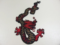 Iron-on picture iron-on embroidered black dragon black-red