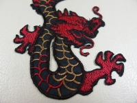 Iron-on picture iron-on embroidered black dragon black-red