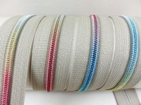 Endless zippers model "Brilliant" No. 7 / with rainbow spiral / beige