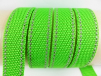 Webbing/reflective tapes - with reflective strips - apple green-silver 20 mm