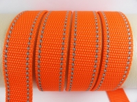 Webbing/reflective tapes - with reflector strips - orange-silver 25 mm