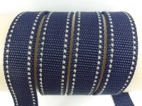 Webbing/reflective straps - with reflective strips - navy blue-silver 25 mm