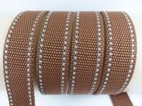 Webbing/reflective tapes - with reflective strips - brown-silver 25 mm