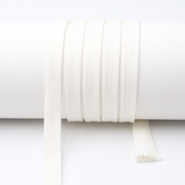 Flat cord / tube cord - 100% cotton - 18 mm white