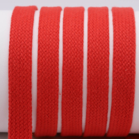 Flat cord / tube cord - 100% cotton - 18 mm red