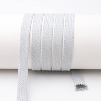 Flat cord / tube cord - 100% cotton - 18 mm light gray