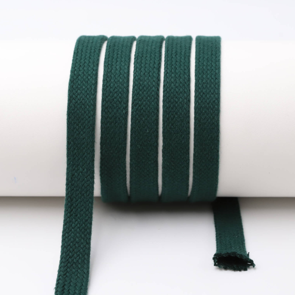 Flat cord / tube cord - 100% cotton - 18 mm fir green