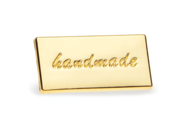 Handmade-Label zum Anstecken - 29 x 14mm gold