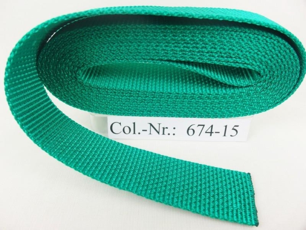 Taschengurtbänder in Top-Qualität 15 mm grasgrün