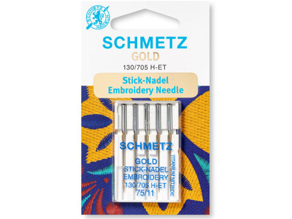 SCHMETZ - 5 Gold embroidery needle Embroidery 75/11 - flat piston