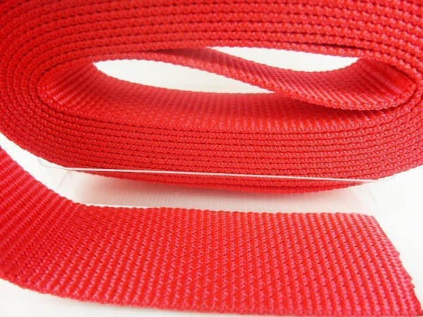 Webbing/bag strap - 50m ROLL "Top Quality" 15mm - thickness 1.75mm - cherry red