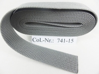 50m roll of webbing/bag webbing width 20mm polypropylene/thickness 1.8mm/MADE IN GERMANY silver-gray