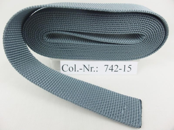 50m roll of webbing/bag webbing width 25mm polypropylene/thickness 1.8mm/MADE IN GERMANY grey