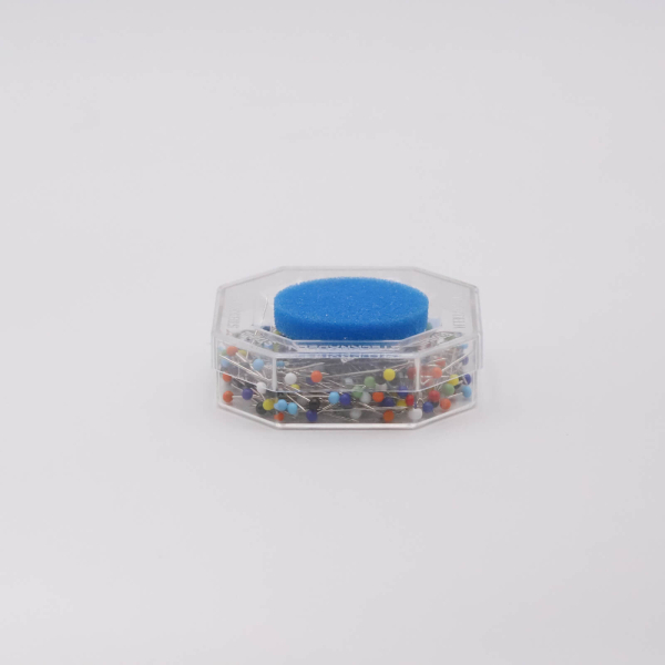 Glass head pin with foam cushion blue 0.65 x 30 mm