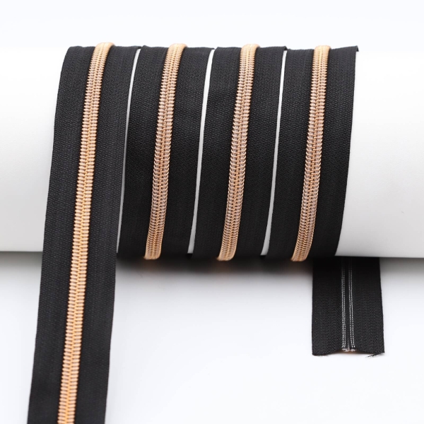 Endless zippers model "Brilliant" No. 7 with black rose gold spiral