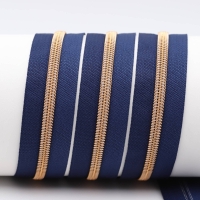 Endless zippers model "Brilliant" No. 7 with rose gold spiral navy blue