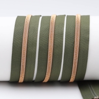 Endless zippers model "Brilliant" No. 7 with rose gold spiral in kiwi green