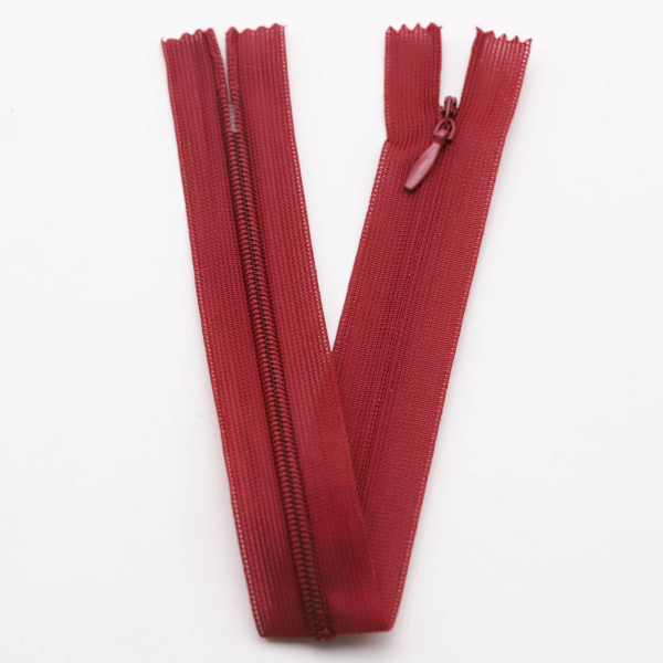 Seam-covered zippers 25 cm burgundy red