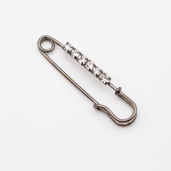 Kilt safety pins model "Farfalla-Sidestrass" 38 x 10 mm / platinum