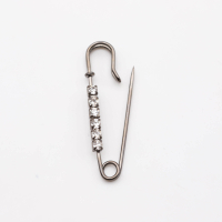 Kilt safety pins model "Farfalla-Sidestrass" 38 x 10 mm / platinum