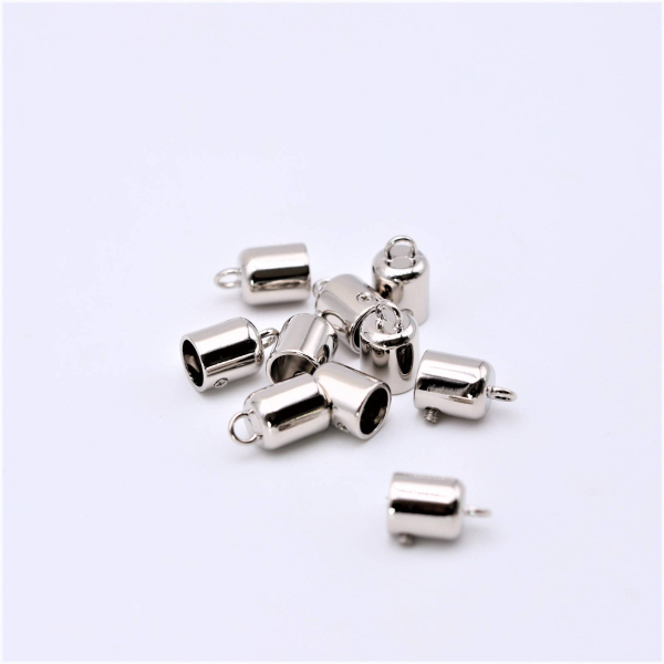 Cord ends/end pieces 4 pieces - with screws / for round cord 8-10 mm diameter - silver