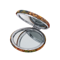 Pocket mirror with 1x/3x magnification foldable round cork