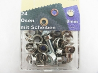 Eyelets with washers and tools 8 mm silver