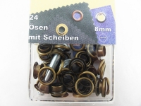 Eyelets with washers and tools 8 mm old brass